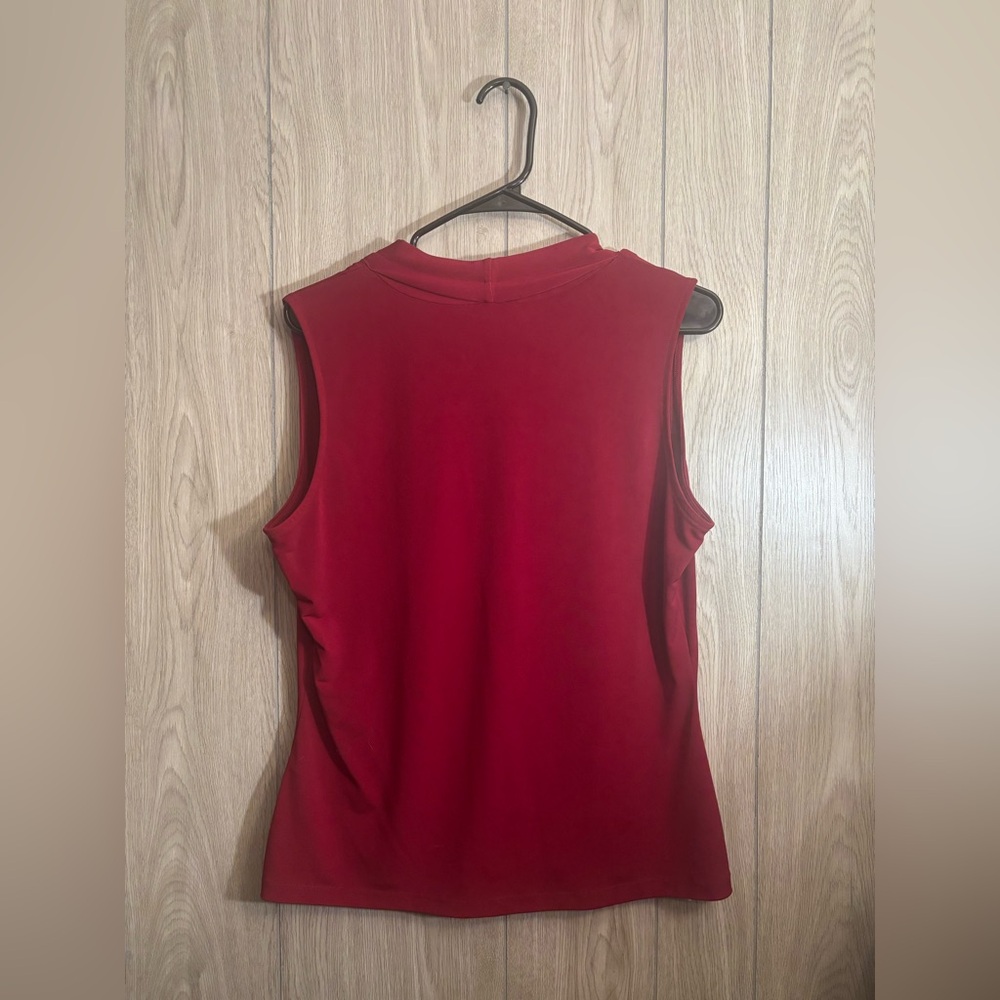 Calvin Klein Deep Red V-Neck Blouse - Picture 3 of 3